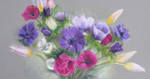 Démonstration de fleurs au pastel sec