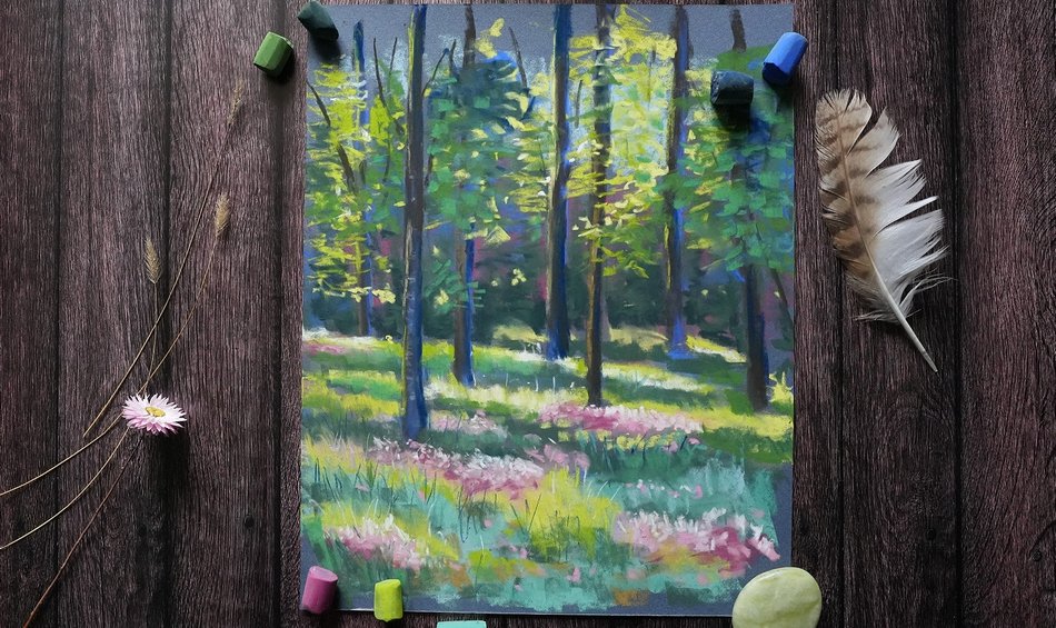 forêt au pastel sec