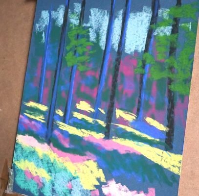 forêt au pastel sec